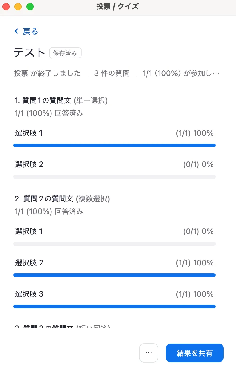 投票終了後の画面