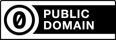 数字のゼロのマークと，「PUBLIC DOMAIN」の文字．