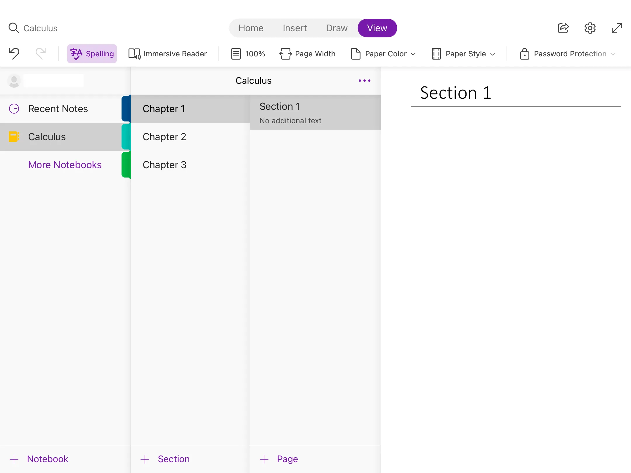 Example of Notebook, Section and Page Classification