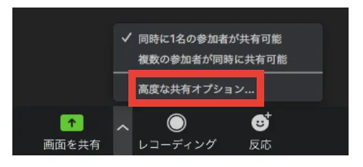 高度な共有オプション