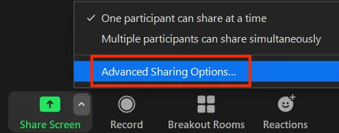 Advanced Sharing Options