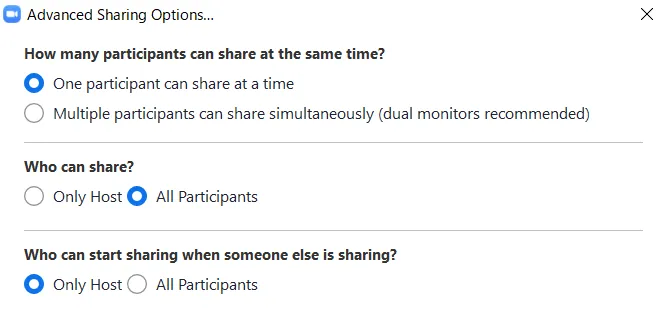 Advanced Sharing Options