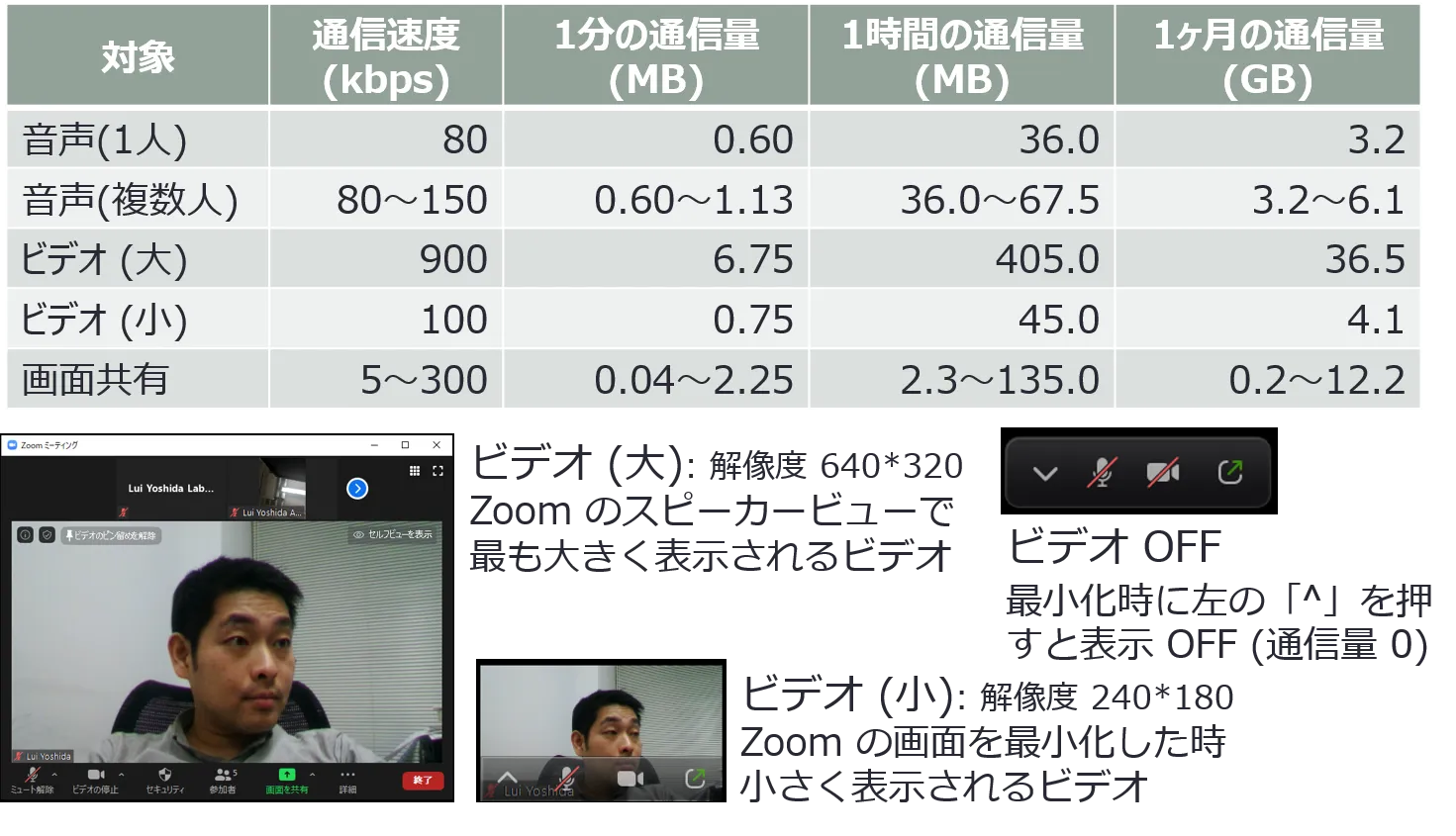 Zoom の通信量